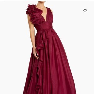 Mac Duggal One Shoulder Burgundy Dress